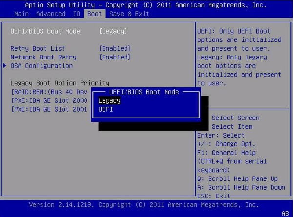 Bios/UEFI Settings